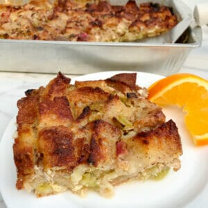 Rhubarb Bread Pudding Perfect for Breakfast or Dessert