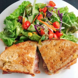 grilled cheese sandwich and salad