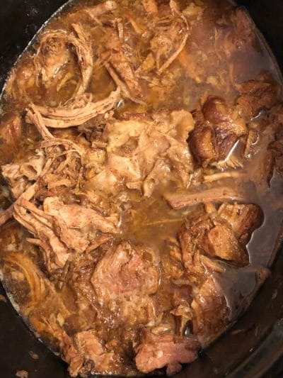 pulled pork in cooking liquid