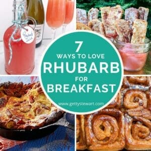 collage of 4 rhubarb breakfast recipes