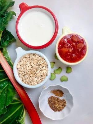 ingredients for rhubarb overnight oats