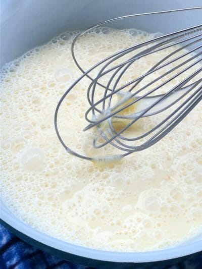 eggs, milk and vanilla whisked together