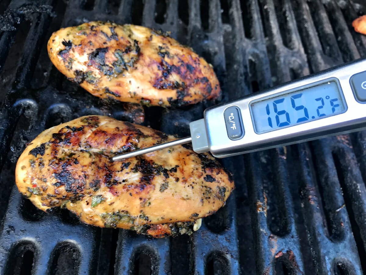 chicken with thermometer - summertime food safety