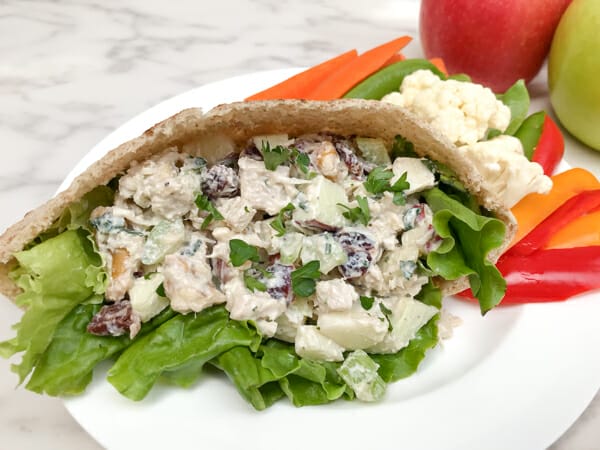 chicken and apple salad in pita