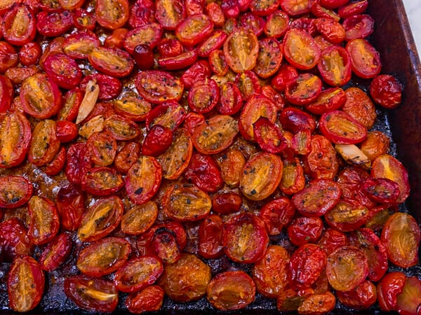 tray of roasted cherry tomatoes