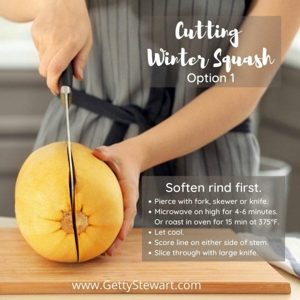 tips for softening rind before cutting squash
