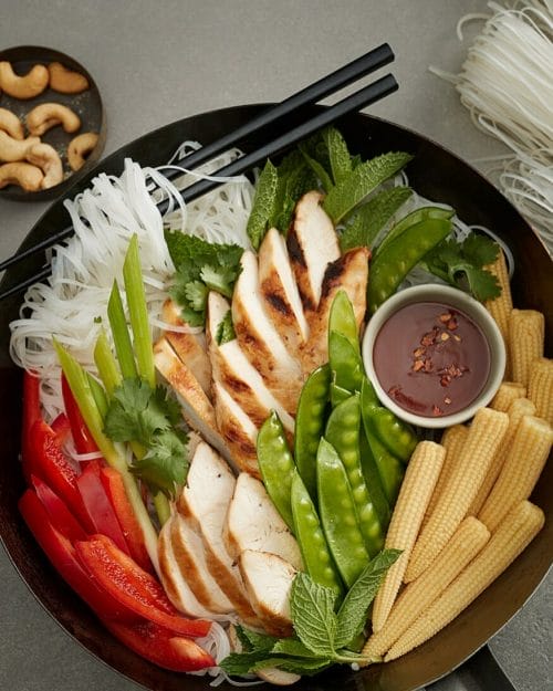 Asian grilled chicken salad bowl