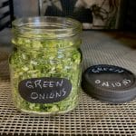 dried green onions in a jar