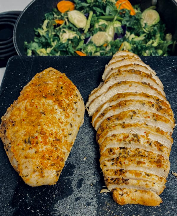 chicken breasts sliced and whole baked