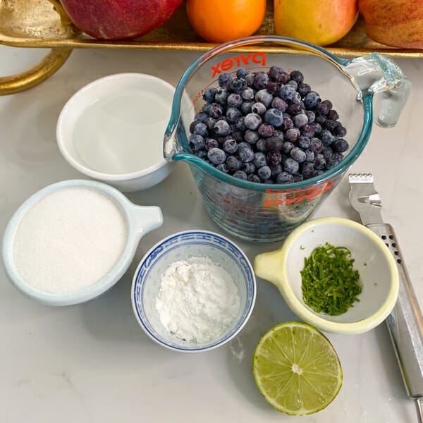ingredients for blueberry sauce