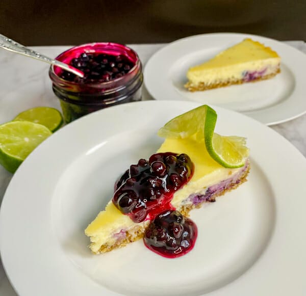 blueberry sauce on cheesecake
