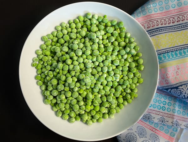 frozen peas in bowl
