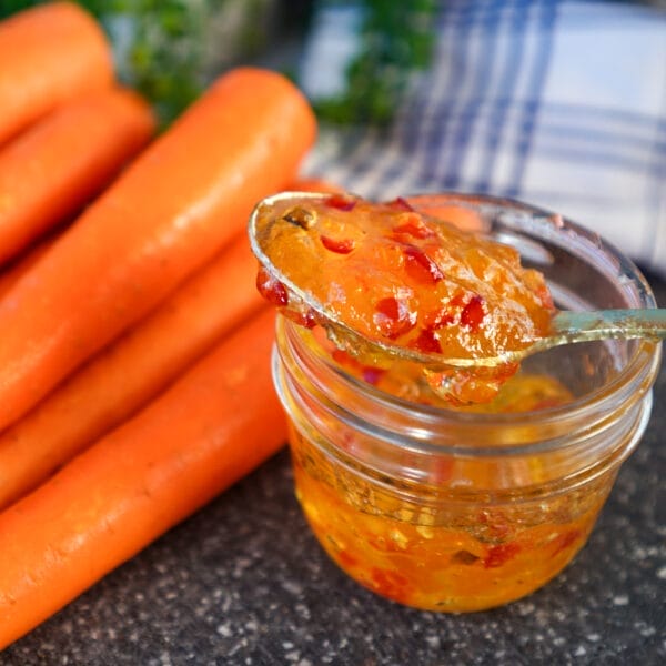 raw carrots with hot pepper jelly