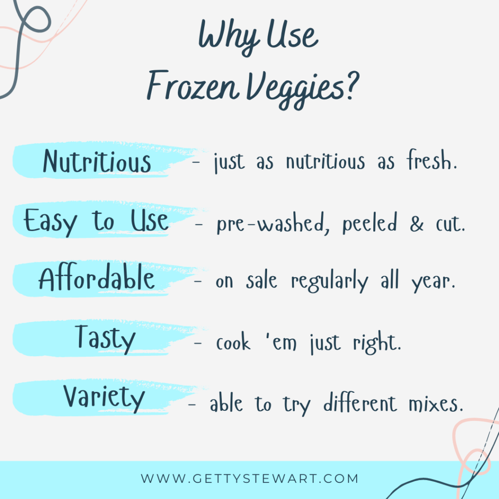 chart with why cook frozen veggies