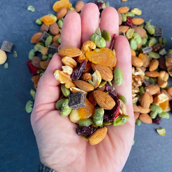 handful of healthy trail mix