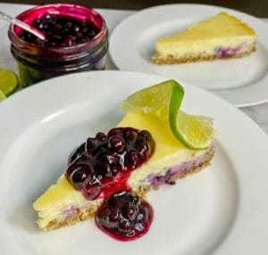 Blueberry Lime Labneh Cheesecake – European Style Cheesecake