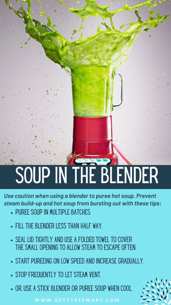 soup in blender with safety tips