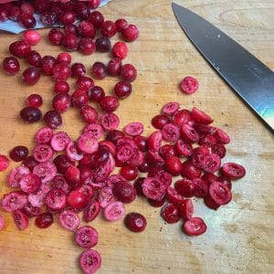 cut cranberries in half