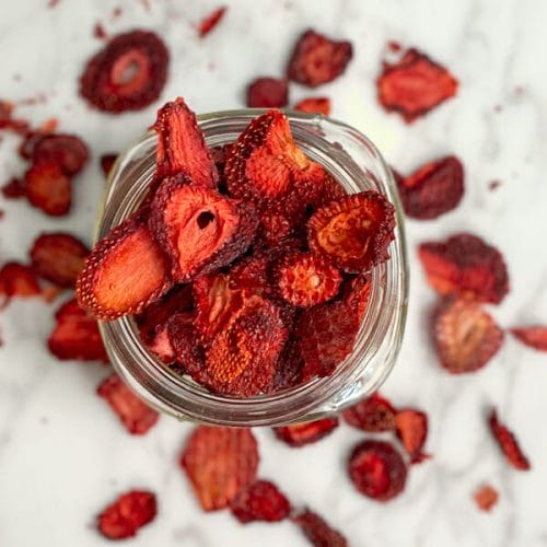 dehydrated strawberries in jar