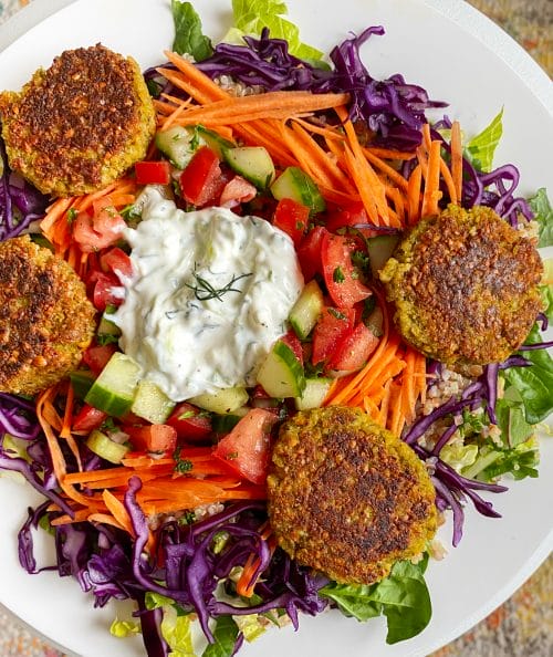 falafel salad on a plate