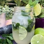 mojito in jar with mint and lime