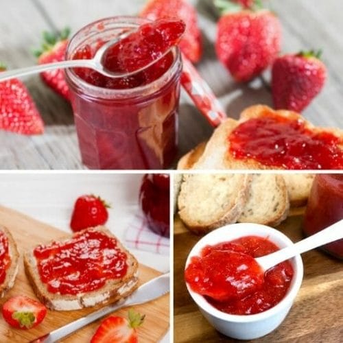 three types strawberry jam