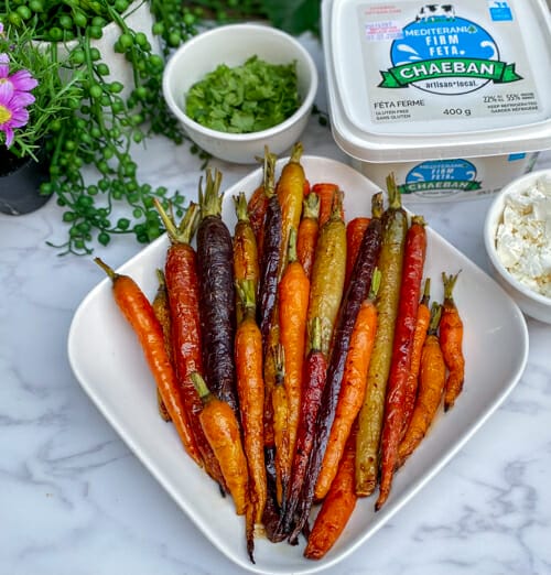 roasted carrots with feta beside