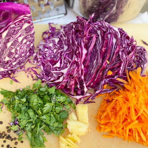 ingredients for pickled cabbage