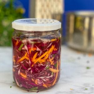 Pickled Red Cabbage with Carrots and Cilantro