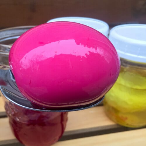 red egg from pickled beet brine
