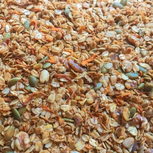 dried carrots in finished granola
