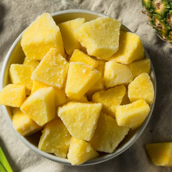 frozen pineapple in bowl