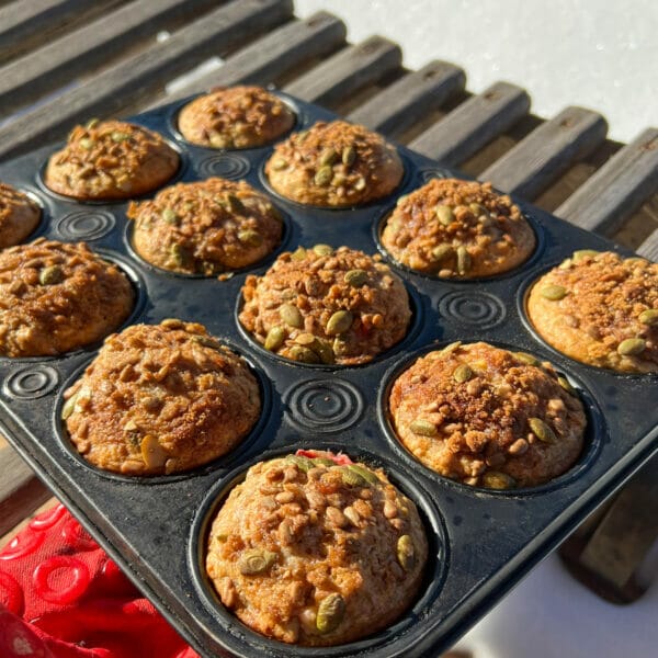 cooling rhubarb muffins
