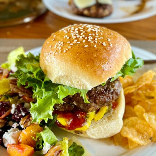 the perfect homemade burger on plate