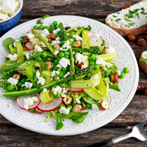 radish, pea and asparagus salad