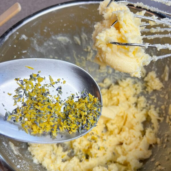 lemon zest and lavender added to butter