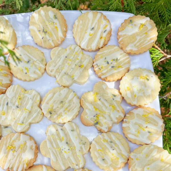lemon lavender sugar cookies on plate