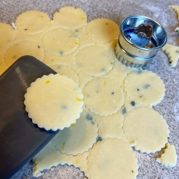 cookie cutter cutting lemon thyme cookies