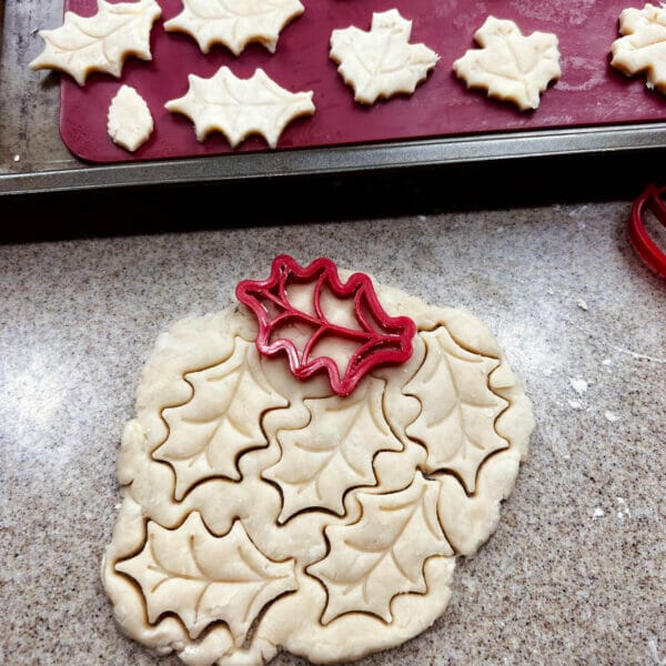 pie pastry on counter with cookie cutter