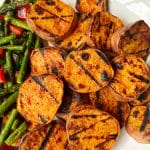 grilled sweet potatoes with grill marks on serving platter