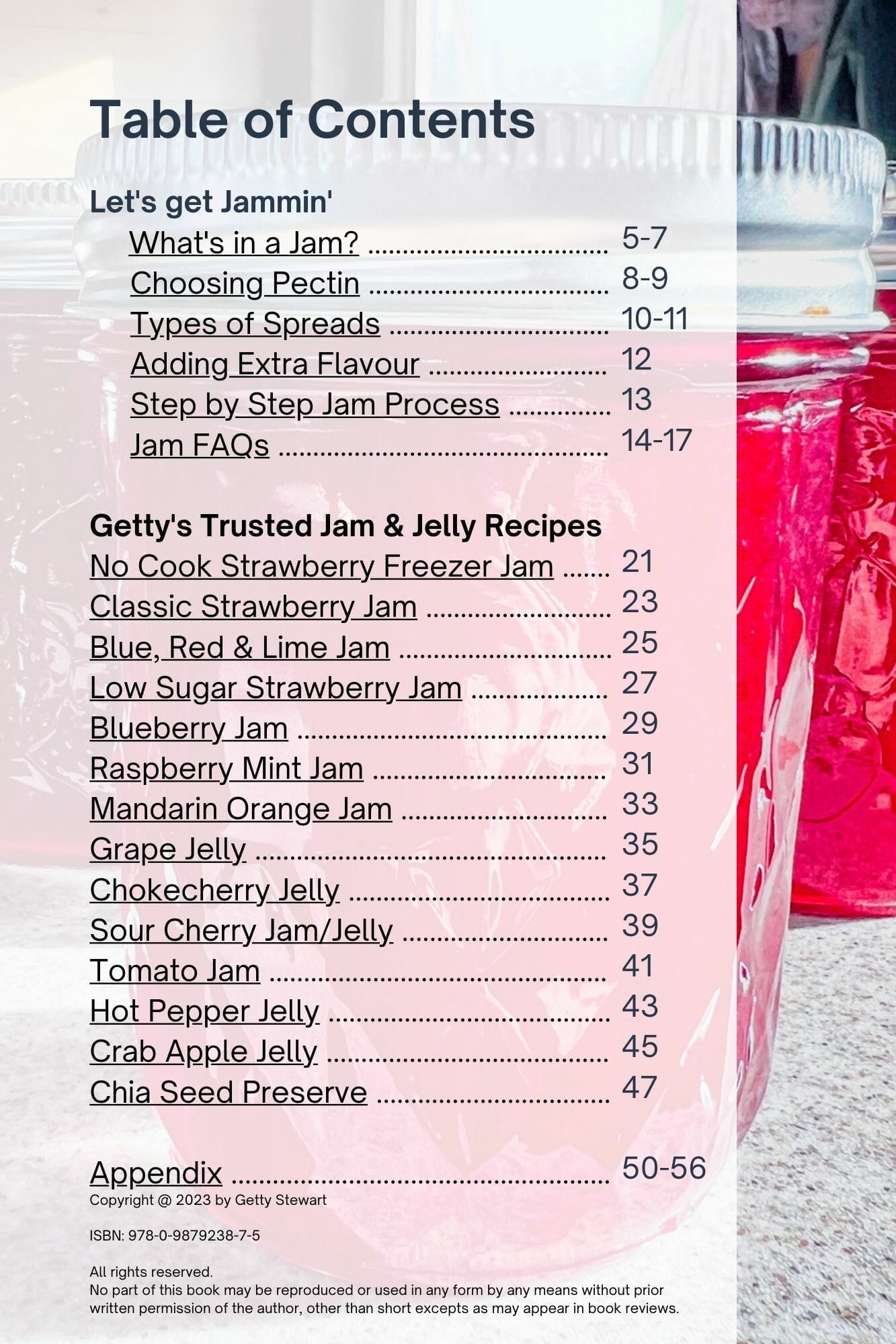 Homemade Jams & Jellies - Table of Contents