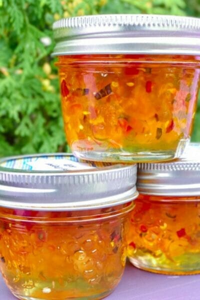 Stack of Hot Pepper Jelly Jars